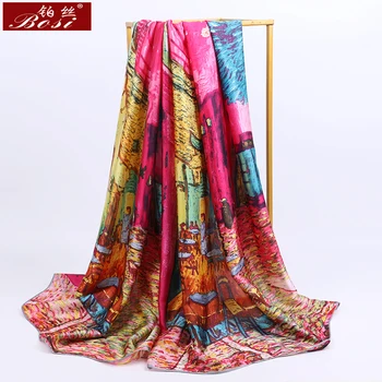 2020 Fashion luxury brand silk scarf print women Multicolor scarves Soft feel summer beach ladies large Designer Hijab shaws