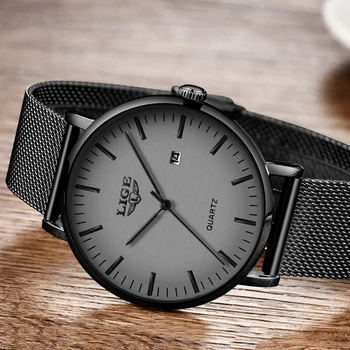 2020 LIGE Fashion Ежедневни мъжки часовници top Luxury ултра тънък водоустойчив мрежест каишка от неръждаема стомана, кварцов часовник Relogio Masculino