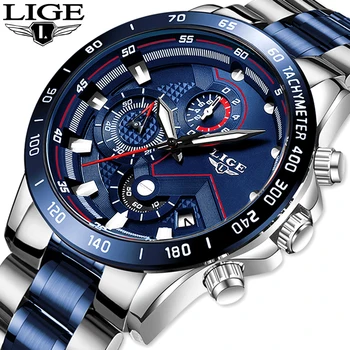 2020 LIGE мъжки часовник мъжки бизнес аналогов часовник мода от неръждаема стомана спортни водоустойчив светещи часовници мъжки Relojes Hombre