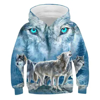 2020 new 3D wolf animation sweatshirt, children ' s fashion cartoon printed sweater, персонални hoody за момчета и момичета