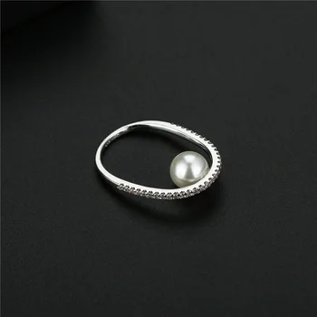 2020 new creative lines natural real pearl diamond gemstone ring ретро, готически charm women марка sterling silver jewelry