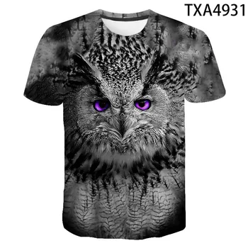 2020 New Summer Owl 3D T shirt Short Sleeve Boy Girl Kids Fashion Streetwear Men Women Children Printed T-тениски Cool Върховете Tee