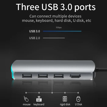 2020 New Type-C Хъб To RJ 45, HDMI Adapter 4K Thunderbolt 3 C USB Hub with Хъб 3.0 TF SD Reader Slot PD for MacBook Pro/Air