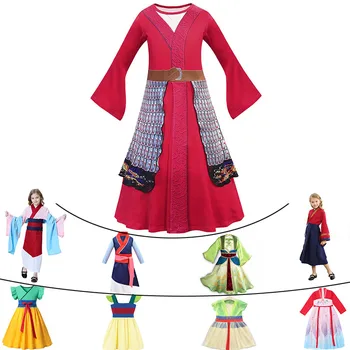 2020 Princess HuaMulan Dress for Girls Chinese Vintage Style Role Play Party Dress up Children Fancy Halloween Carnival Costume