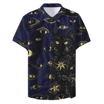 2020 Summer Hawaiian Beach Смешни Очи Сладко Print Custom Casual Shirt