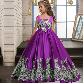 2020 Summer Kids Princess Dress Girls Flower Embroidery Dress For Girls Vintage Wedding Party Е Официална Бална Рокля Детски Дрехи