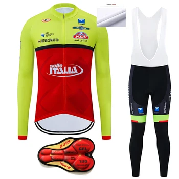 2020 Team ITALIA Мъжки Зимни Thermal Fleece Long Sleeve Sets Cycling Jerseys Training Bicycle Race Плътно Трико Ropa Ciclismo
