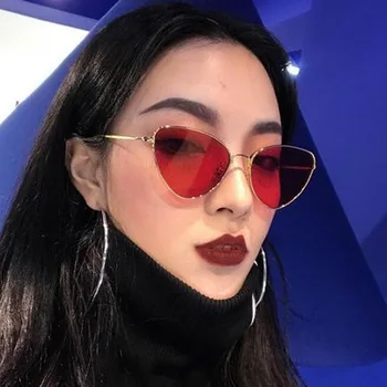 2020 Vintage Sexy Ladies Cat Eye слънчеви очила дамска мода черно червено очила метална рамка слънчеви очила за жени UV400
