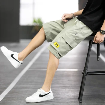 2020 градинска летни мъжки шорти, блузи, ежедневни страничен джоб карго панталони мъжки Бермуди с дължина до коляното мъжки къси панталони