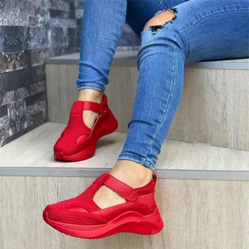 2020 Дамски Маратонки Есен На Мода Са Кухи Дамски Обувки Плюс Размера На Открит Стартиране Вулканизированные Обувки Твърди Ключалката Дамски Клинове