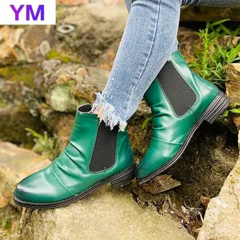 2020 Дамски обувки челси дамски Ежедневни обувки есен изкуствена кожа Slip On Woman ниски токчета нескользящая модни обувки Дамски нова 43