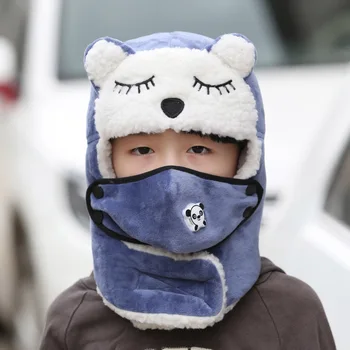 2020 детска маска за лице качулка ветрозащитный дебел топъл сняг ски зимна шапка шапка ушанка момчета момичета топло и удобно използване на открито