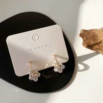 2020 Див инкрустиран Циркон Кристал цвете обеци обръч мода 925 сребърни тънки малки обеци за жени сватбени бижута подаръци