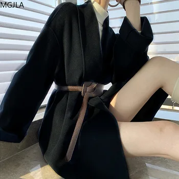 2020 есен/зима Нов стил Хепбърн двупосочен кашмир вълна палто за жените с малък безплатно чрез шнурове темперамент палто на жена палто