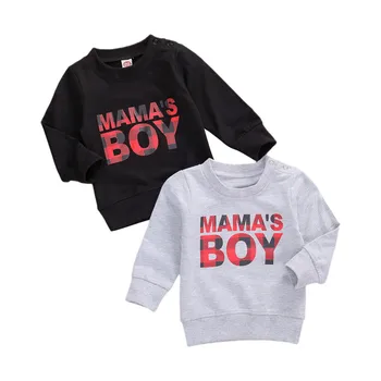 2020 есен момчета детски блузи, потници Писмо печат пуловер с дълъг ръкав потник топли екипировки 0-3Y