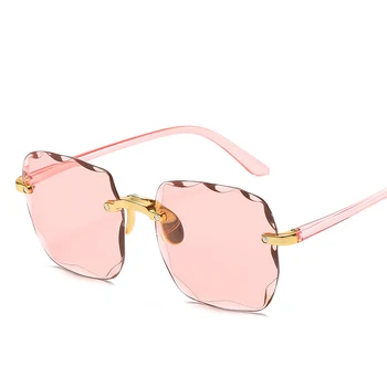 2020 квадратни слънчеви очила без рамки женски луксозни маркови дизайнерски летни червени очила са модерни слънчеви очила за мъже UV400 нюанси Oculos
