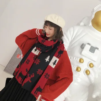 2020 Коледен шал женски елен зима плетене на топло всички-Мач японски кърпичка двойка мъже и жени Коледен подарък шал нова