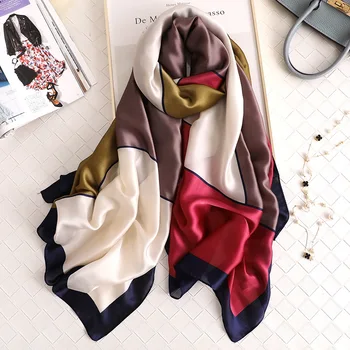 2020 луксозен новият годишен женски копринен шал за плажа. → Шалове и тайна женски Foulard Echarpe дизайнер кърпа Безплатна доставка