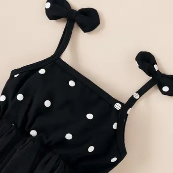 2020 Лято Дете Момиче Рокля Черен Цвят Грах Марлевое Обличам Бебето Децата Принцеса Vestidos