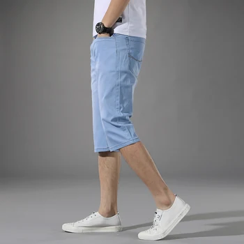 2020 лято памук, шорти, мъжки дънки Марка дънкови къси за човек синьо тънък Жан хайвер дължина на панталони плажни шорти, мъжки размер 28-40