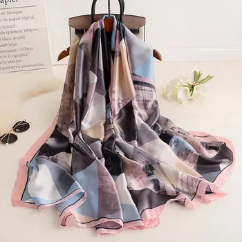 2020 марка дамски шал foulard печатни Шал мода лято парео приключи шалове женски плаж тайна кърпа ауспуси дами коприна