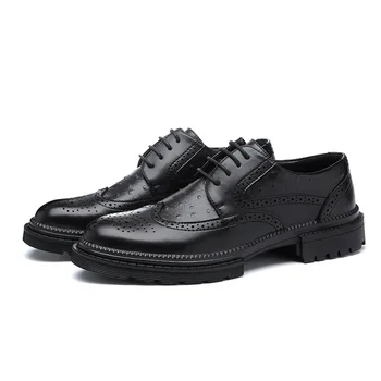 2020 Мъжете Рокля Ръчно Изработени Обувки Акцент Стил Пати Кожа Сватбени Обувки Мъжете Апартамент Кожени Oxfords Официална Обувки
