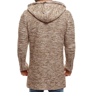 2020 нов мъжки дълъг пуловер с качулка палто мъжки плътен цвят есенен пуловер връхни облекла ежедневни жилетки и плетива M-2XL
