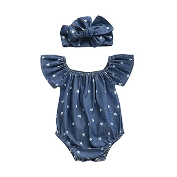 2020 Нова мода гореща новородено дете на детето боди сладки момиче Focusnorm 2 бр. дрешки с къс ръкав Dot превръзка на главата комплект дрехи