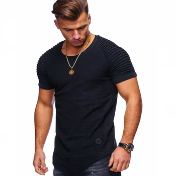 2020 Нова мода плътен цвят мъжка тениска за мъже с къс ръкав ивица пъти Slim Fit Битник ежедневни тениска човек върховете на тениски, M-3XL