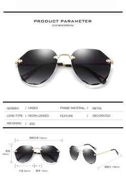 2020 Нова мода слънчеви очила без рамки дамски маркови дизайнерски слънчеви очила градиентные нюанси на режещи лещи женски метални очила с UV400