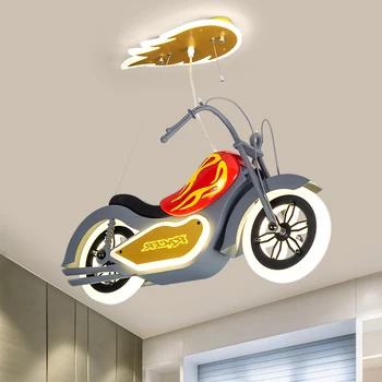 2020 Нова смола акрилни мотоциклет полилей за детска стая за момчета спалня творчески карикатура бар LED Home Decor лампи