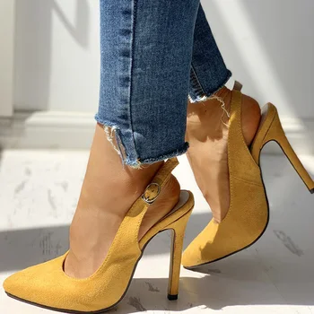 2020 нови жени през лятото каишка на глезена сандали 10 см тънки високи токчета сияние посочи стадото помпи офиса на Партия змия обувки