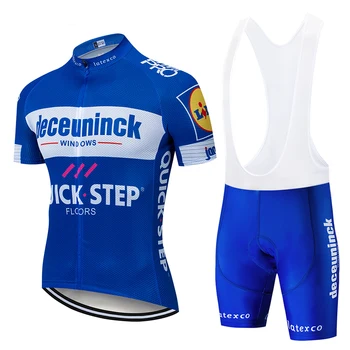 2020 син Колоездене екип облекло Quick Dry мъжка велосипедна дрехи лято Quick Step Pro Колоездене потници 9d гел Pad велосипедни шорти набор от