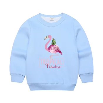 2020 фламинго есен/зима детски дрехи пуловер, детски памучен момиче топло топ плюс кадифе мек основен слой