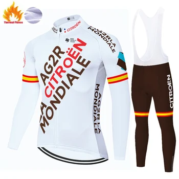 2021 AG2R колоездене облечен с дълъг ръкав колоездене Джърси мъже униформи de ciclismo зима топлинна руно под наем Майо Ропа Ciclismo