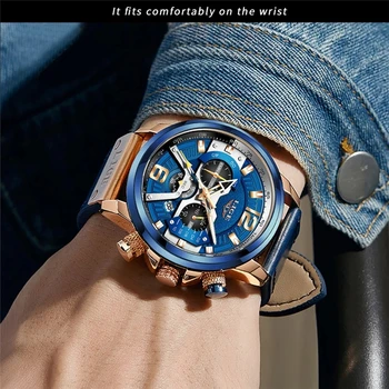 2021 LIGE спортни часовници за мъже на най-добрата марка на луксозни военна кожа мъжки часовник мода хронограф часовник Reloj Hombre