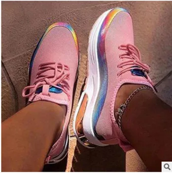 2021 дамски окото маратонки на въздушна възглавница стягам цветни дишащи Вулканизированные обувки открит треньор дами джогинг пешеходната обувки