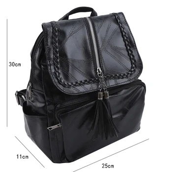 2021 жени ПУ кожена раница за училище с чанта в класически черен водоустойчив пътуване многофункционална чанта