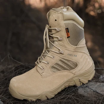 2021 Зимни Мъжки Военни Обувки С Високо Качество Special Force Tactical Desert Combat Глезена Армията Работна Обувки Кожени Обувки За Сняг