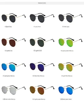 2021 класически малка рамка кръгли слънчеви очила Жените/мъжете марка дизайнер сплав огледало слънчеви очила ретро Modis Oculos