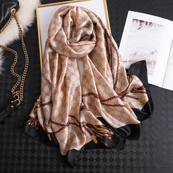 2021 луксозен копринен шал за жени дизайн на принт забрадка хиджаб, Шалове, женски тайна плажен орар Пролет кърпа шалове нова