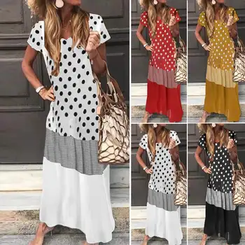 2021 лятото е дълъг макси сарафан ZANZEA мода печатни рокля на Жената Ежедневно с къс ръкав мозайка Vestidos женски халат плюс размер