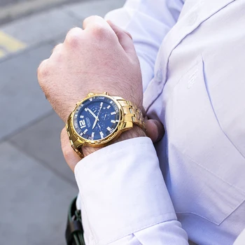 2021 нов мъжки часовник MEGIR луксозни златни бизнес Хронограф Спортни мъжки часовници пълна стомана военни Кварцов ръчен часовник Часовници мъжки