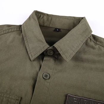 2021 Нова пролет военна мъжка риза памук ризи с дълъг ръкав за мъже презрамки армейските ризи мъжете най-високо качество на Мъжко облекло