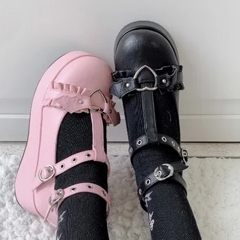 2021 Сладко Момиче Нов Ins Гореща Cosplay Лолита Японската Дамски Обувки На Платформа Клинове Помпи Жените През Цялата Чорап Лолита Обтегач Помпи