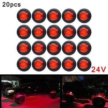 20pcs 3/4 инча кръг червена led светлина универсален висококачествен камион ремарке страничната габаритный фенер клиренса 24V 80LM