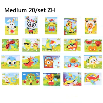 20pcs 3D EVA Foam Sticker Puzzle Game САМ Cartoon Animal Обучение Education Toys For Children Kids Multi-patterns Styles