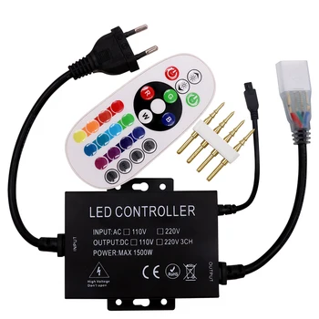 220 / 110 Led RGB контролер 1500 W с 24key дистанционно IR димер US plug / plug EU / AU plug / UK plug 8 мм / 10 мм ПХБ Безплатна доставка