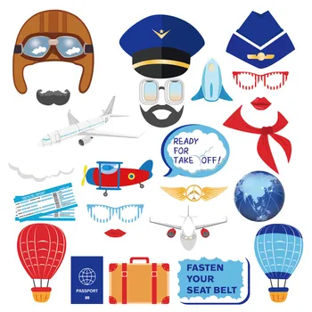 25шт САМ Ready For Take Off Aviator Photobooth Props Kids Happy Birthday Party Decorations Baby Shower Aviator Party Favors