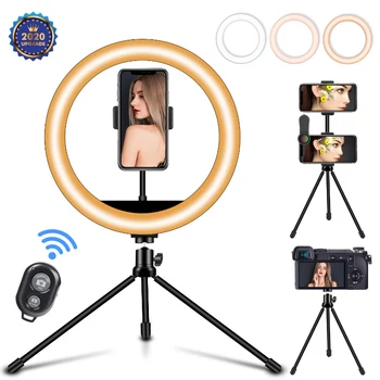 26 cm Снимка Ringlight Led Selfie пръстен светлина телефон с bluetooth дистанционно лампи снимки осветление, стативи за употреба за фото видео
